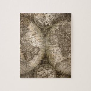 Antike historische Atlaskarte Kontinente Puzzle