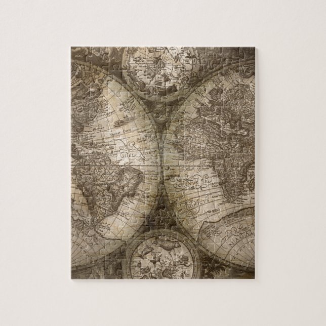 Antike historische Atlaskarte Kontinente Puzzle (Vertikal)