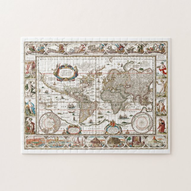 Antike historische Atlaskarte Kontinente Puzzle (Horizontal)