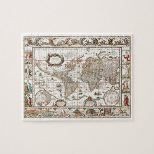 Antike historische Atlaskarte Kontinente Puzzle