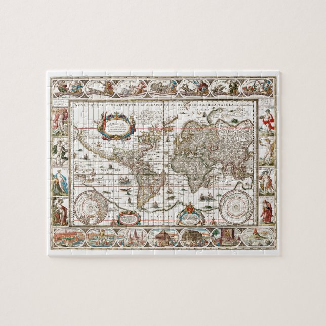 Antike historische Atlaskarte Kontinente Puzzle (Horizontal)