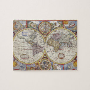 Antike historische Atlaskarte Kontinente Puzzle