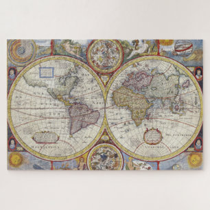 Antike historische Atlaskarte Kontinente Puzzle