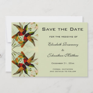 Antike Hochzeit Bewahrt das Datum Kolibris Blumen Save The Date