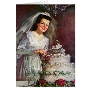 Antike Hochzeit, Braut schneidet die Hochzeitstort