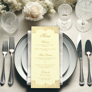 Antike Hochzeit Elegante Schrift Vintage Goldcreme Menükarte