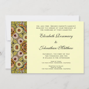 Antike Hochzeit, Gartenblumen Florale Schmetterlin Einladung
