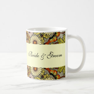 Antike Hochzeit, Gartenblumen Florale Schmetterlin Tasse