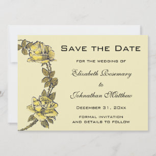 Antike Hochzeit, gelber antiker Gartenrosenkranz Save The Date