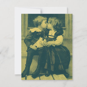 Antike Hochzeit, Kinder küssen Save-the-Date Einladung