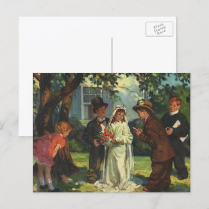 Antike Hochzeit, Kinder spielen Braut und Bräutiga Postkarte