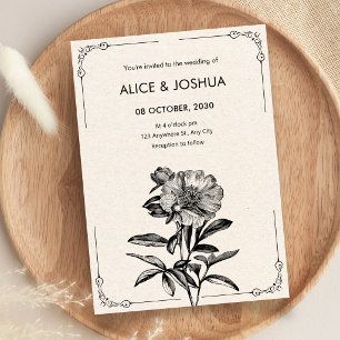 Antike Hochzeit mit Blumenmuster Einladung