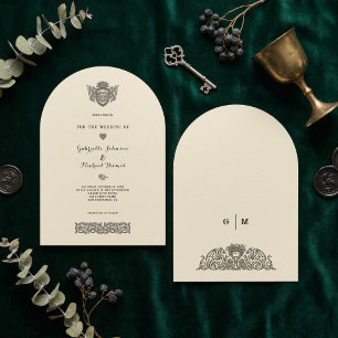 Antike-Hochzeit mit keltischem Knoten-Drachen-Wapp Einladung