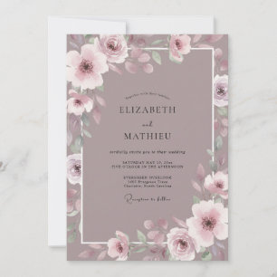 Antike Hochzeit mit Rosenblüten Einladung
