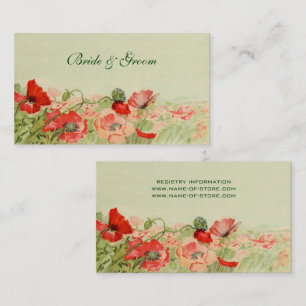 Antike Hochzeit, rote Mohnblumen Blumenwiese Visitenkarte