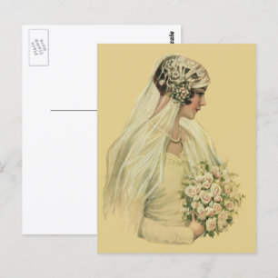 Antike Hochzeit, viktorianische Braut Brautbild Postkarte