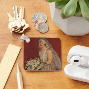 Antike Hochzeit, viktorianische Braut Brautbild Schlüsselanhänger
