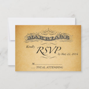 Antike Hochzeits-Einladung RSVP Schwarz Damast Karte