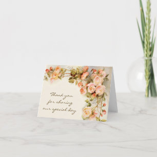 Antike Hochzeitsrose Vintage Rosa Rose Blume Dankeskarte