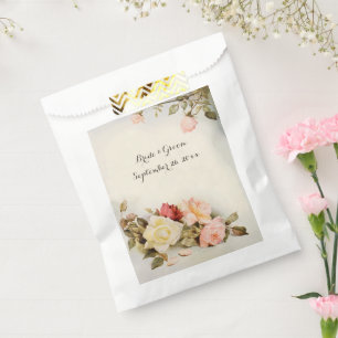 Antike Hochzeitsrosen aus dem Garten im Vintage-St Geschenktütchen