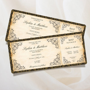 Antike Hochzeitsticket RSVP Barock Einladung