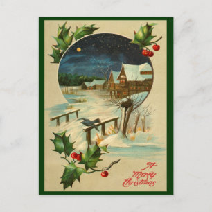 Antike Holly-Weihnachtspostkarte Feiertagspostkarte
