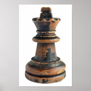 Antike hölzerne Schachkönig-Figur Poster