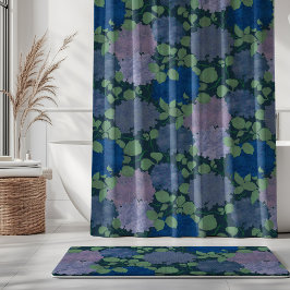 Antike Hortensien-Garten Navyblau Grün Lavendel Duschvorhang