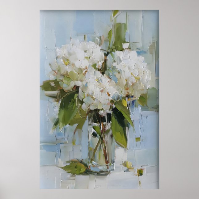 Antike Hortensien-Vase Wandkunst Druck, Vintage Poster (Vorne)