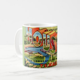 Antike Houston Texas Postkarte Kaffeetasse