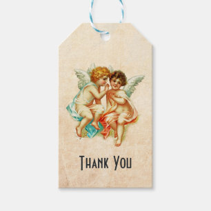 Antike Illustration von Cherubim-Engeln im Vintage Geschenkanhänger