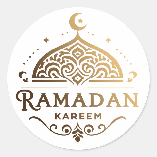Antike Imitate Gold Ramadan Kareem Mubarak Runder Aufkleber (Vorderseite)