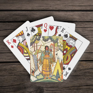 Antike indianische Frauen Dorf Wald Spielkarten