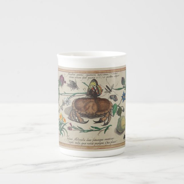 Antike Insekten-Blumen Joris Hoefnagel prints1500 Prozellantasse (Vorderseite)