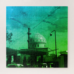 Antike irakische Bagdad-Tankstelle an der Moschee Puzzle