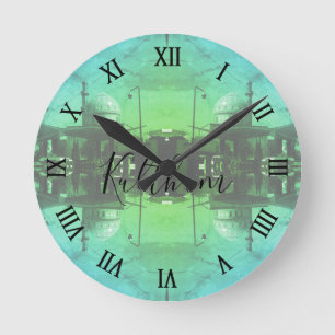 Antike irakische Bagdad-Tankstelle an der Moschee Runde Wanduhr