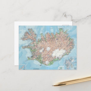 Antike Islandkarte als Postkarte