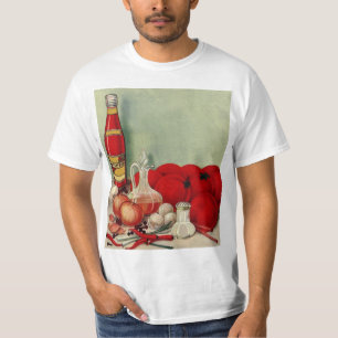 Antike italienische Lebensmittel Tomaten Zwiebeln T-Shirt