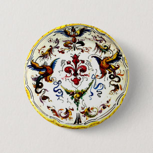 Antike italienische Majolika-Keramik-Kunst Button