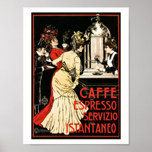 Antike italienische viktorianische Kaffee-Espresso Poster