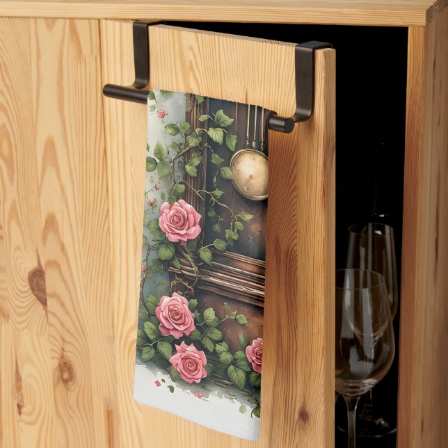 Antike Ivy Rose Standuhr Geschirrtuch (Drittel gefaltet)