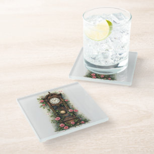 Antike Ivy Rose Standuhr Glasuntersetzer