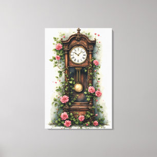 Antike Ivy Rose Standuhr Leinwanddruck