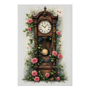 Antike Ivy Rose Standuhr Poster