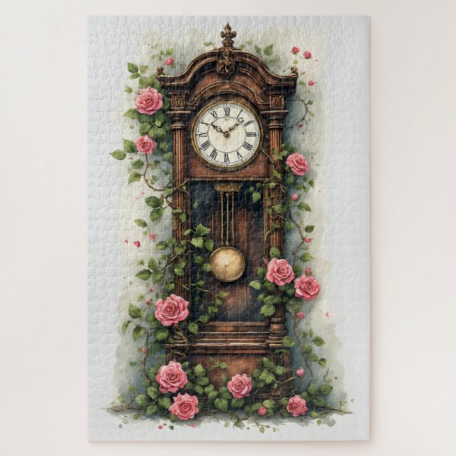 Antike Ivy Rose Standuhr Puzzle (Vertikal)