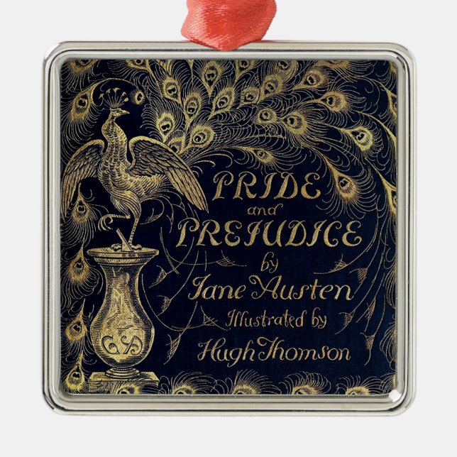 Antike Jane Austen Pride and Prejudice Peacock Silbernes Ornament (Vorne)