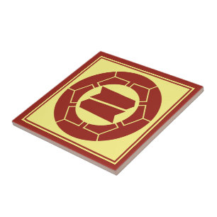 Antike Japan Hattori Kamon Kunst Rot Gelb Fliese