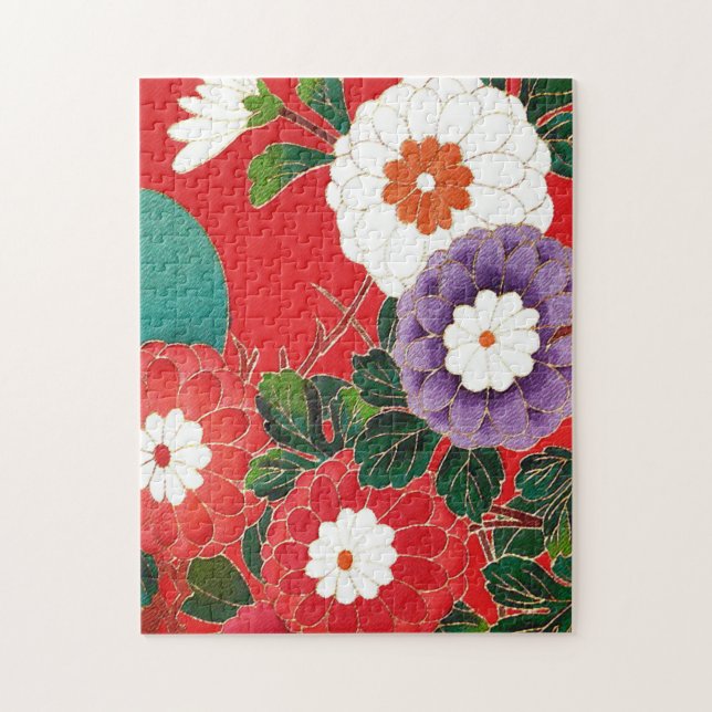 Antike Japanisch Brocade Deep Red Puzzle (Vertikal)