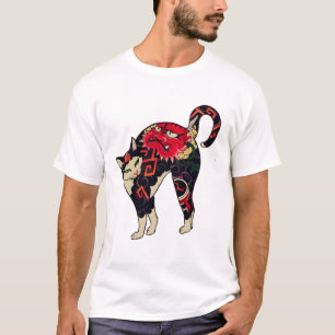 Antike japanische Holzblock-Druckkiste mit Blume T T-Shirt