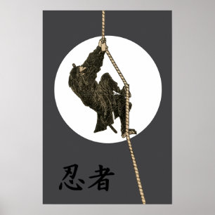 Antike japanische Ninja-Manga von Katsushika Hokus Poster